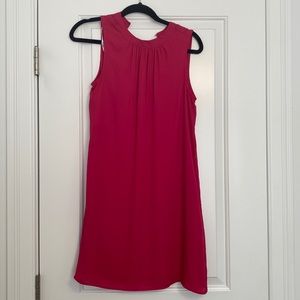 Hot pink slip dress.